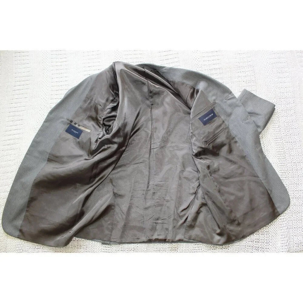 Burberry London 100% wool Men's Sport Jacket Size 46R Grey Blazer USA Union Made
